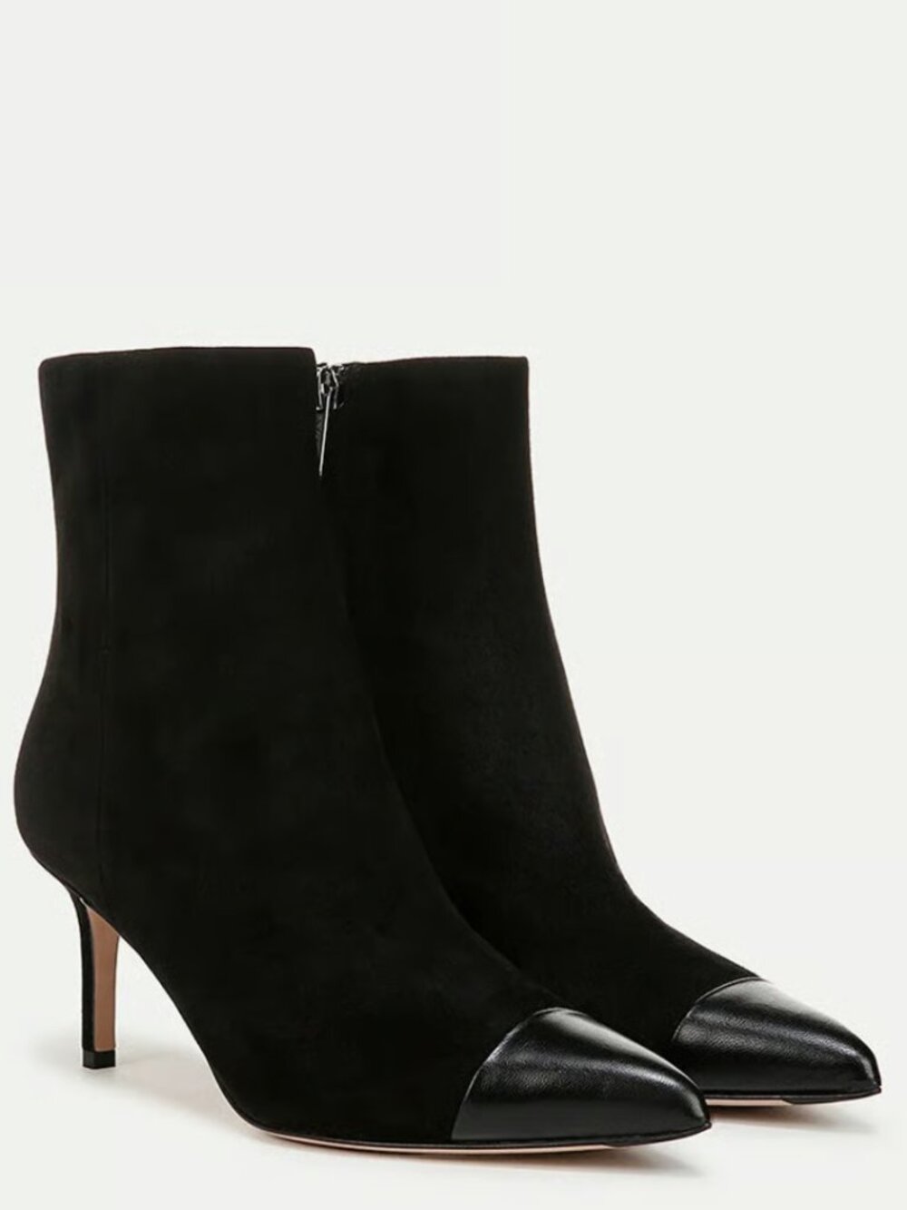 Veronica Beard Lisa Cap-Toe Kitten Heel Bootie Black Size 8